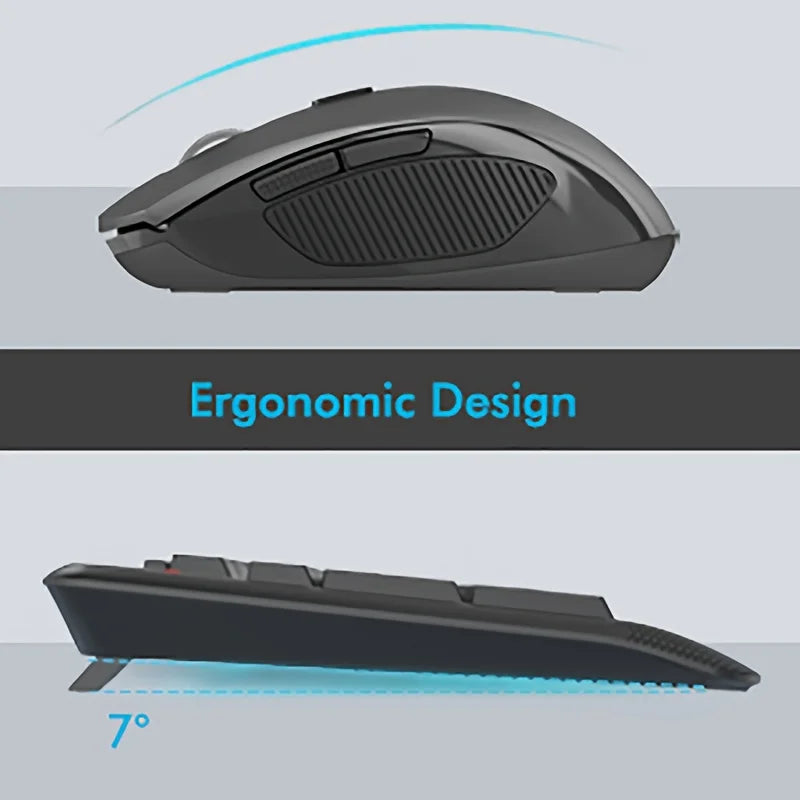 E-YOOSO 1 Set 2.4GHz Wireless Keyboard and Mouse Set,Ergonomic Wrist Rest, Optical Movement Detection,for Personal Computer