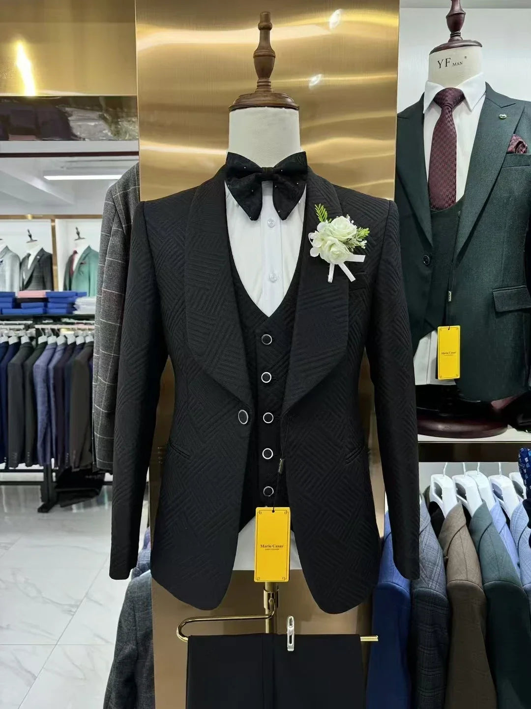 24H Ship Wedding Suit Set for Groom 3 Pieces Men's Fashion Suits One