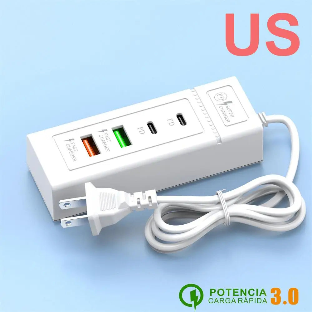 Multi Ports USB C Charger Power Strip PD Type C Fast Charging Wall Charger Socket Quick Charge 3.0 EU/US/UK Plug Power Adapter