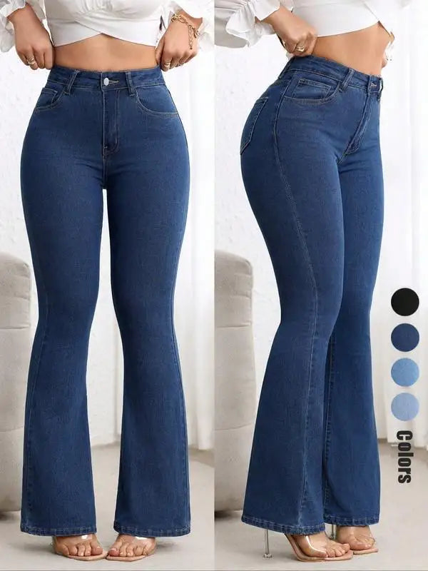 New Women's Elastic Slimming Bell Bottom Jeans Butt Lifting Waist