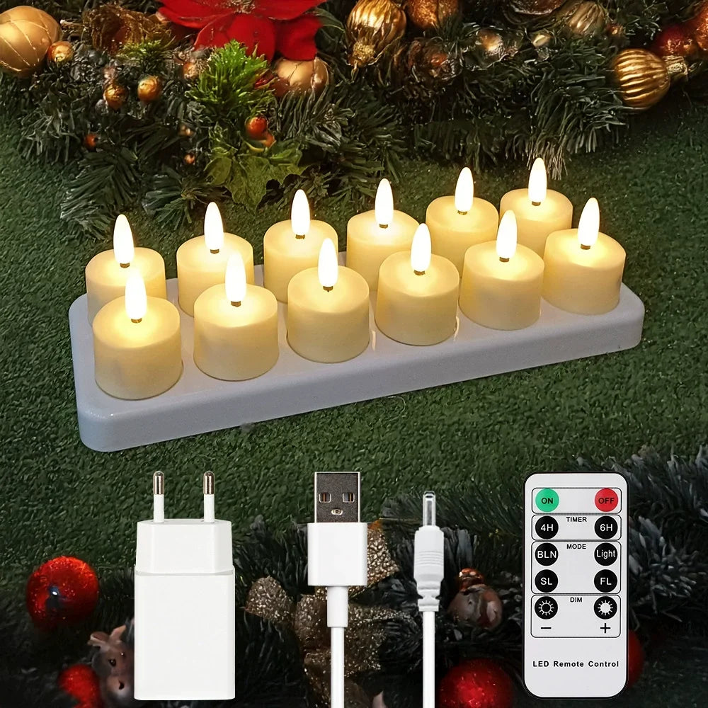 Rechargeable Flameless Candles Led Candle Electronic Warm Light Lamp With Timer Remote For Home Decor Wedding Candle Lights