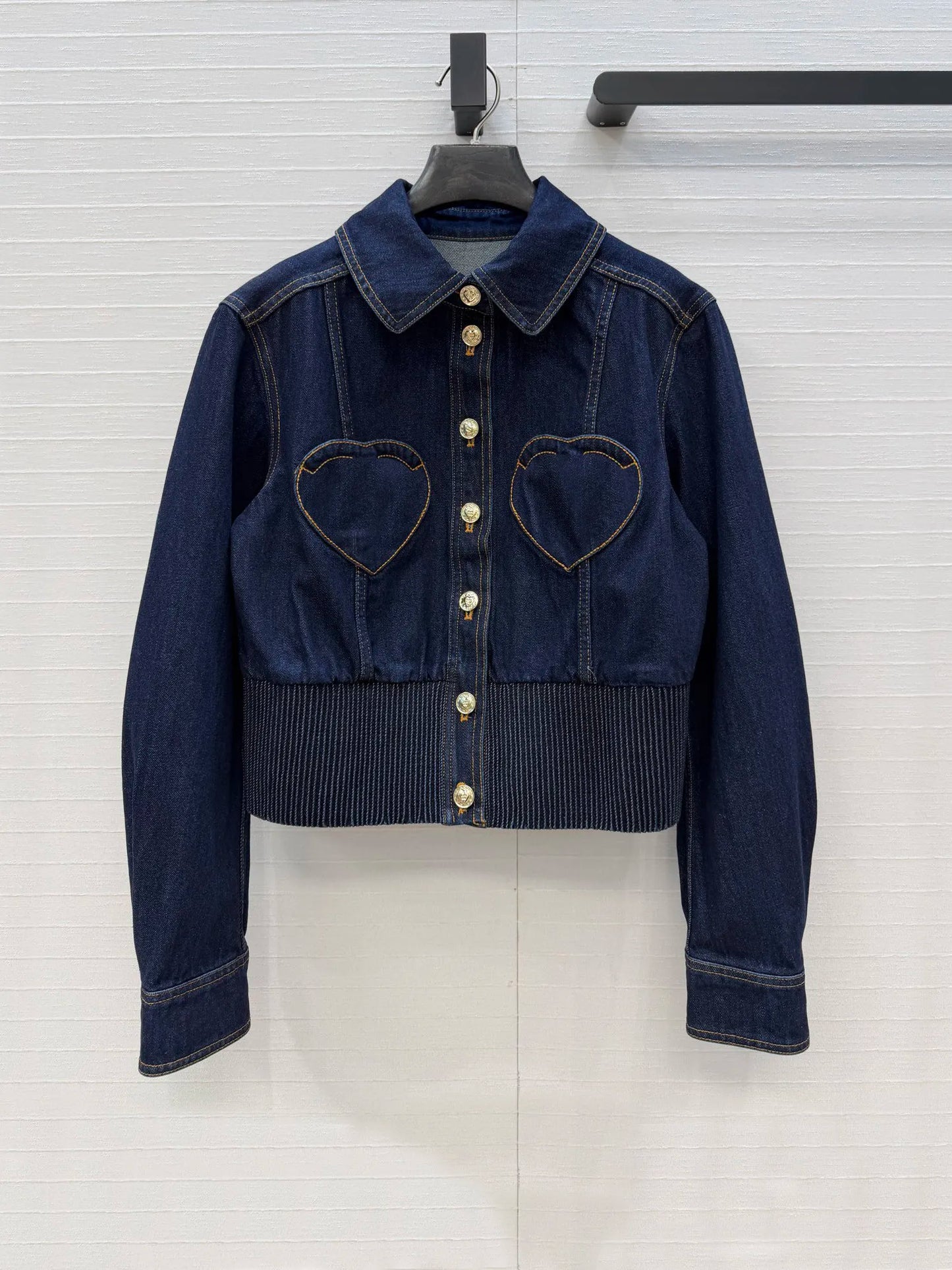 2026 Spring Heart Pattern Cotton Denim Jacket & Jeans Set for Women