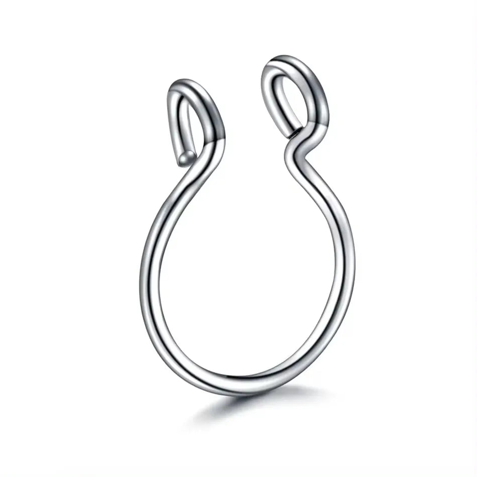 1/4pcs Women Fake Piercing Nose Ring Hoop Septum Piercing Nose Clip