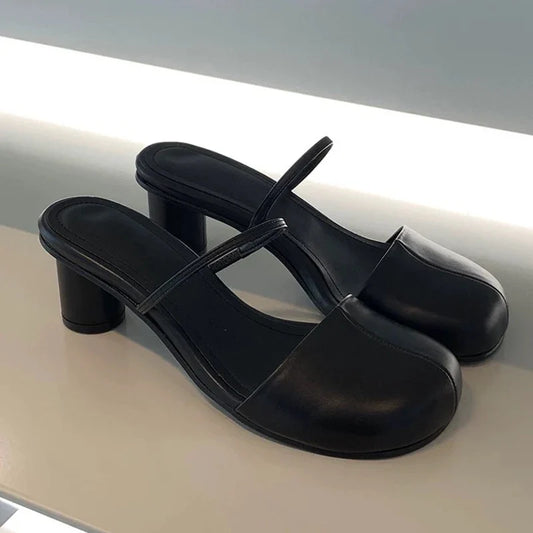 Summer Cover Toe Women Mules Slippers Elegant Slip On Singbacks Slides Ladies Outdoor Street Style Sandalias