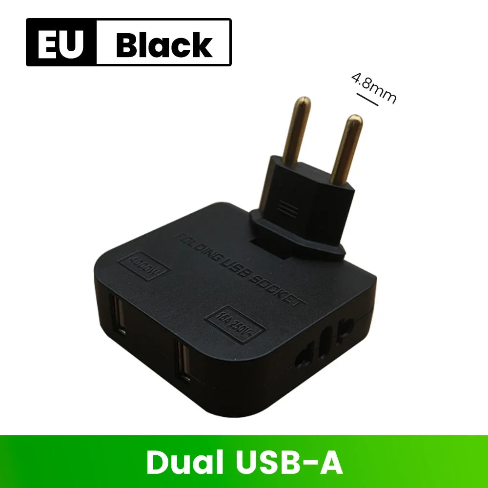 180° Rotatable Travel EU Extension Socket 3-in-1 Universal Power Converter European Standard Wireless Outlet Adapter 250V 2500W