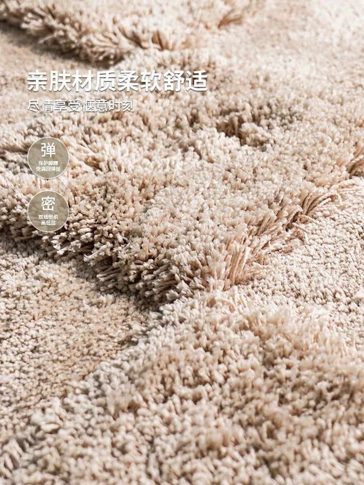 New Simple Cream Style Living Room Carpet Thick Fluffy Soft Bedroom Rug Simple Art Design Girl Room Carpet Decor Winter Warm Mat