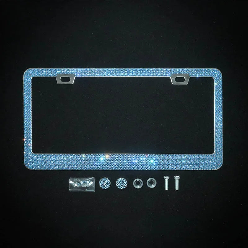 NEW Bling Crystal Car License Plate Frame Women Rhinestone License Plate Frame Cover Holder Car Accessories with Screw 31*16cm