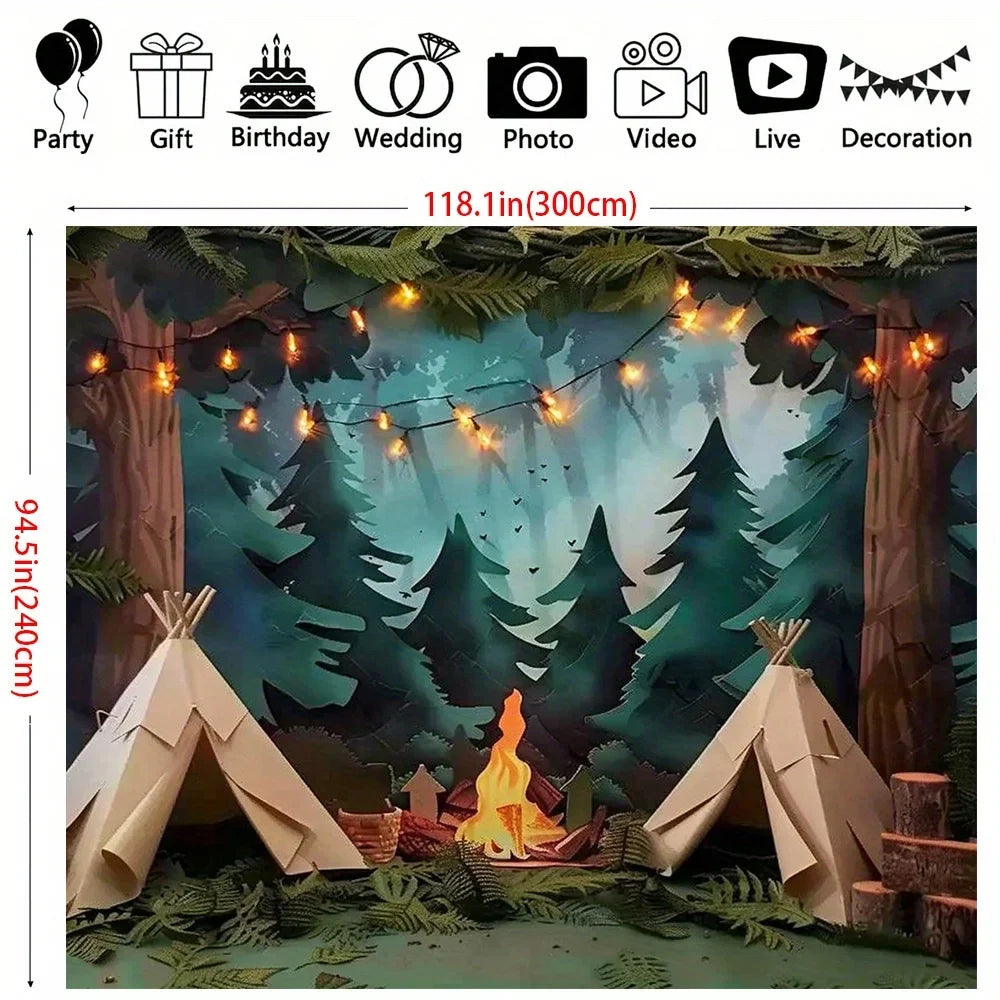 1 Photography Camping Background - Forest Scene Party Background with