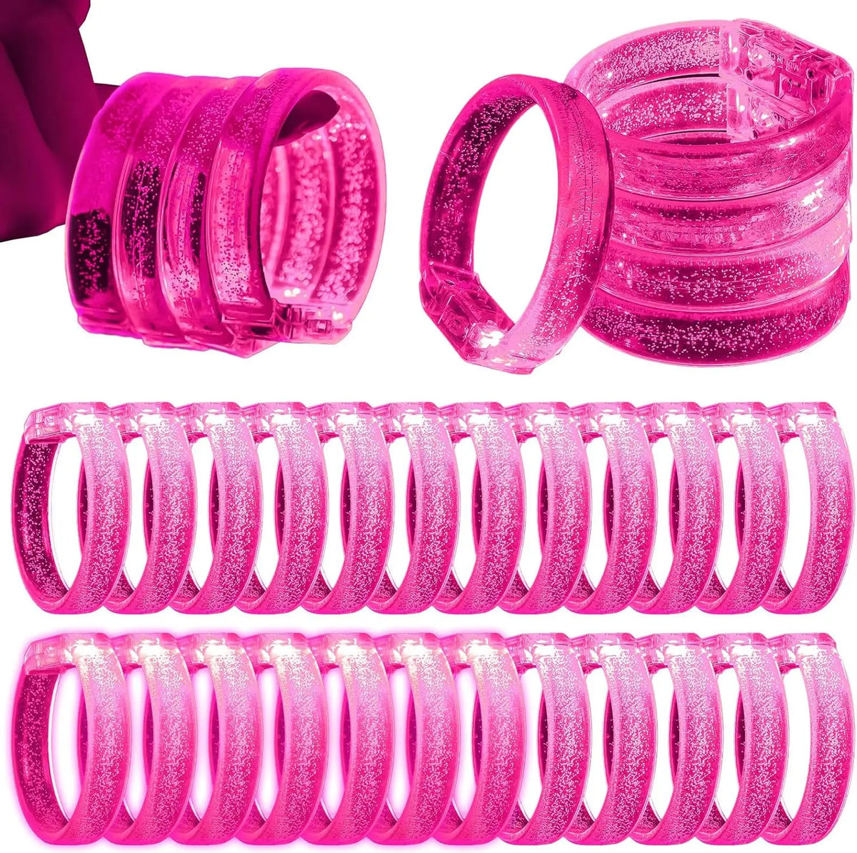 24pc Light Up Bracelet LED Bracelet Flashing LED Wristband Glow in The Dark Bracelets Light Up Party Favors for Wedding Carnival