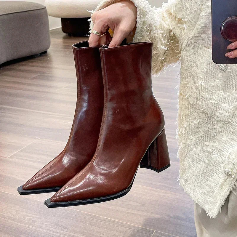 Designer Ankle Boots Plush Lining High Heel