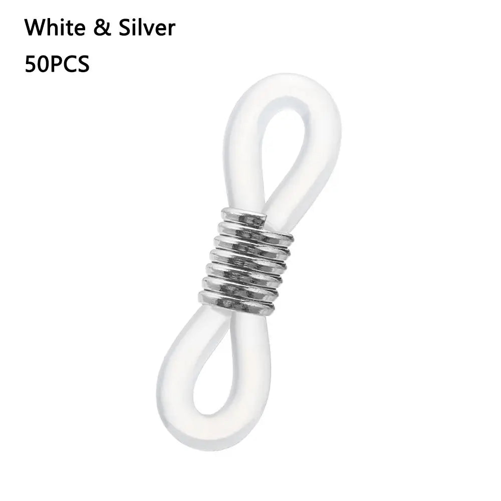 50PCS Rubber Anti-Slip Eyeglass Chain Ends Retainer Adjustable Rubber Eyeglass Strap Spectacle End Connectors Glasses Ring