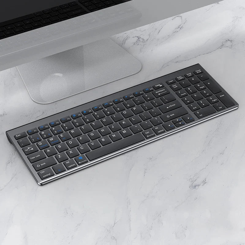 2.4G Wireless & bluetooth Keyboard Mouse Set Rechargeable Ultra-thin Computer Office Gaming Silent Slim Keyboard Mouse for ipad