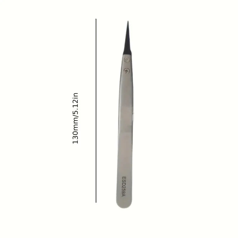 ESD-Safe Precision Tweezers, Anti-Static Tips with Heavy-Duty Metal for Electronics & Jewelry Repair.