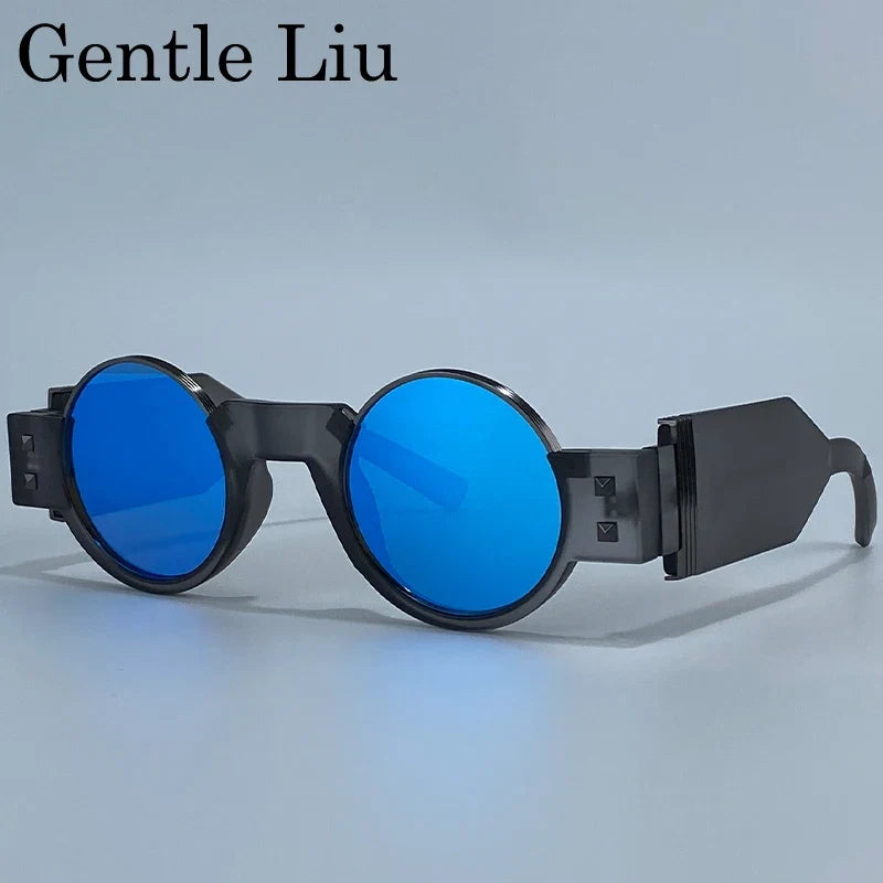 Small Frame Gothic Steampunk Round Sunglasses Men 2026 Luxury Brand Y2K Punk Sun Glasses For Male Retro Thick Eyewear Shades