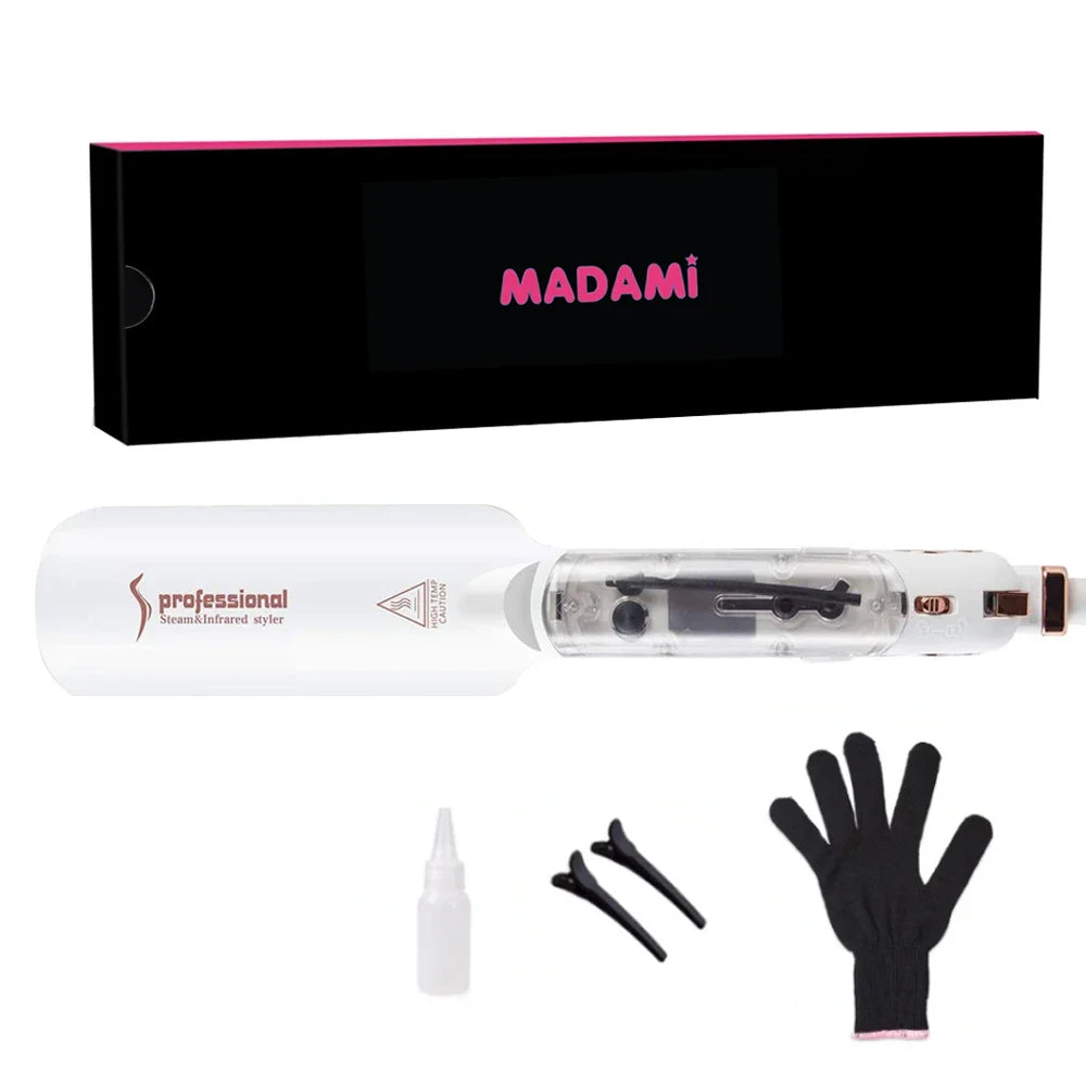 Infrared Steam Hair Straightener Curler Ceramic Glaze Plate 450°F Fast Heating Vapor Flat Iron Straightening Irons Dual Voltage