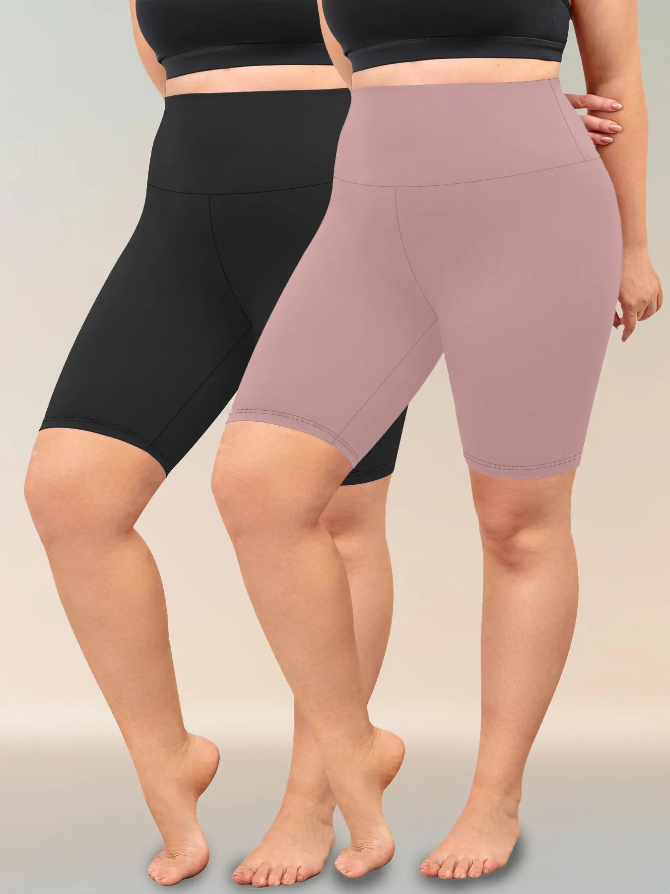 2 Pack Plus Size Biker Shorts for Women High Waisted Super Soft