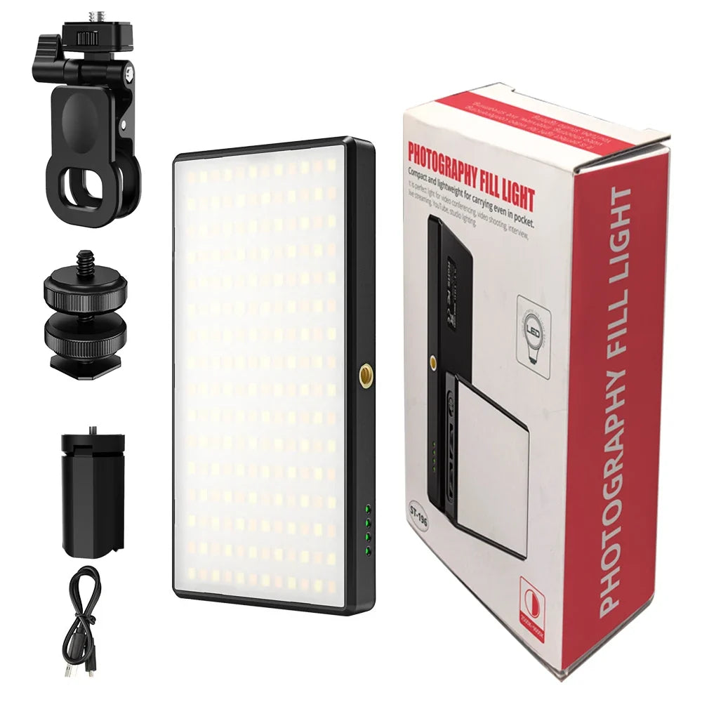 12W 192PCS high brightness LED Photography Live fill light With 3000Mah lithium battery 2500K-9000K Color Temperture Self Light
