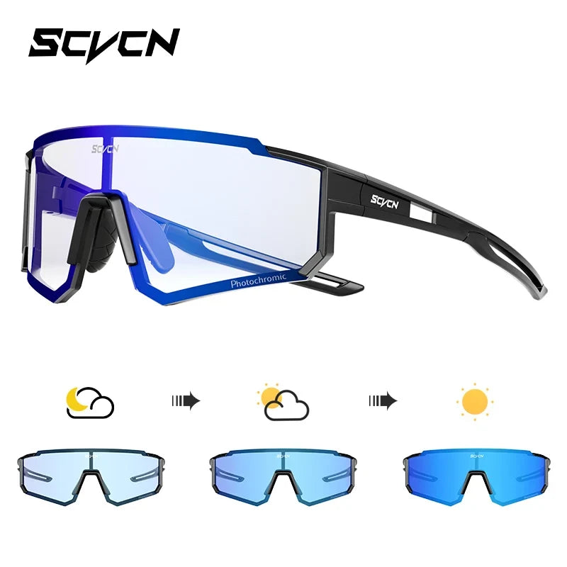 SCVCN Color Photochromic Cycling Glasses Men MTB Cycling Sunglasses Women Road Bike Glasses Outdoor Sports Bicycle Sunglasses