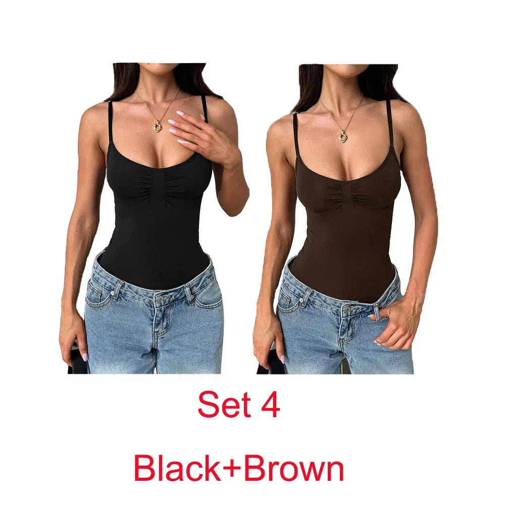 Phantasy Sexy Spice Women's Tanks Skinny Strapless Tank Top Lady Casual Slim Bodysuit Solid Color Top Summer Women's Clothing