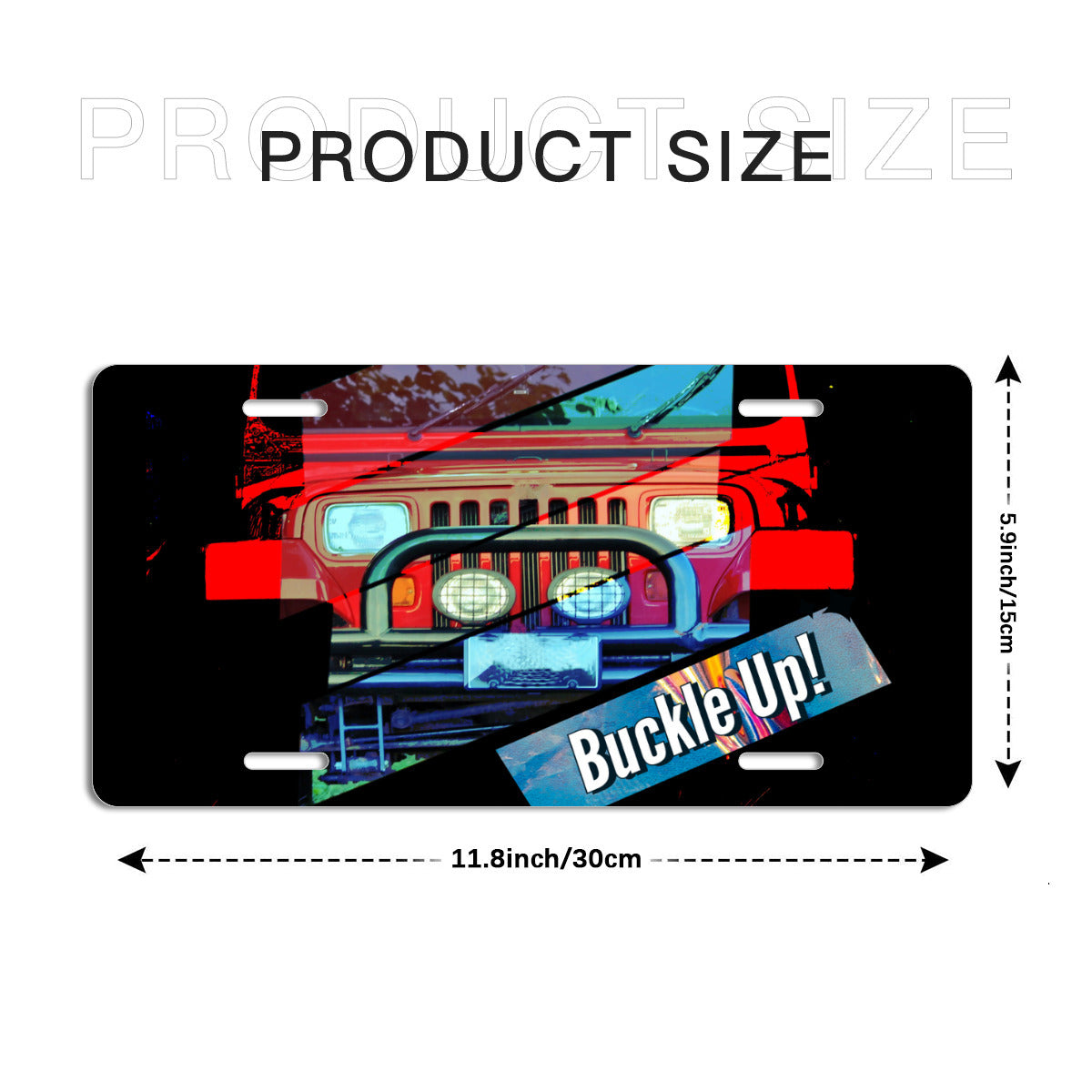 Buckle Up! 4-wheel Drive Aluminum License Plate Auto Accessory