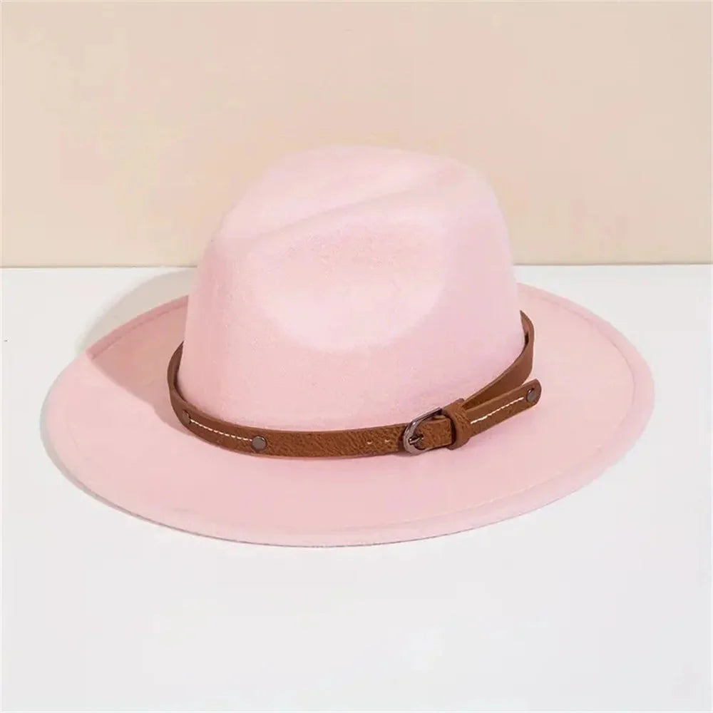 Sombrero Fedora de Lana Unisex – Sombrero de Fieltro de Ala Plana para Otoño e Invierno