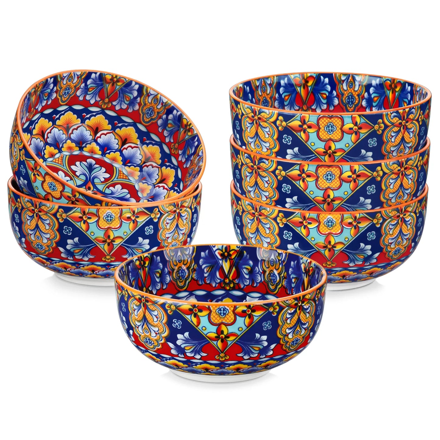 Malacasa Ceramic Bowls Set Floral Bohemian Style For Salad Cereal