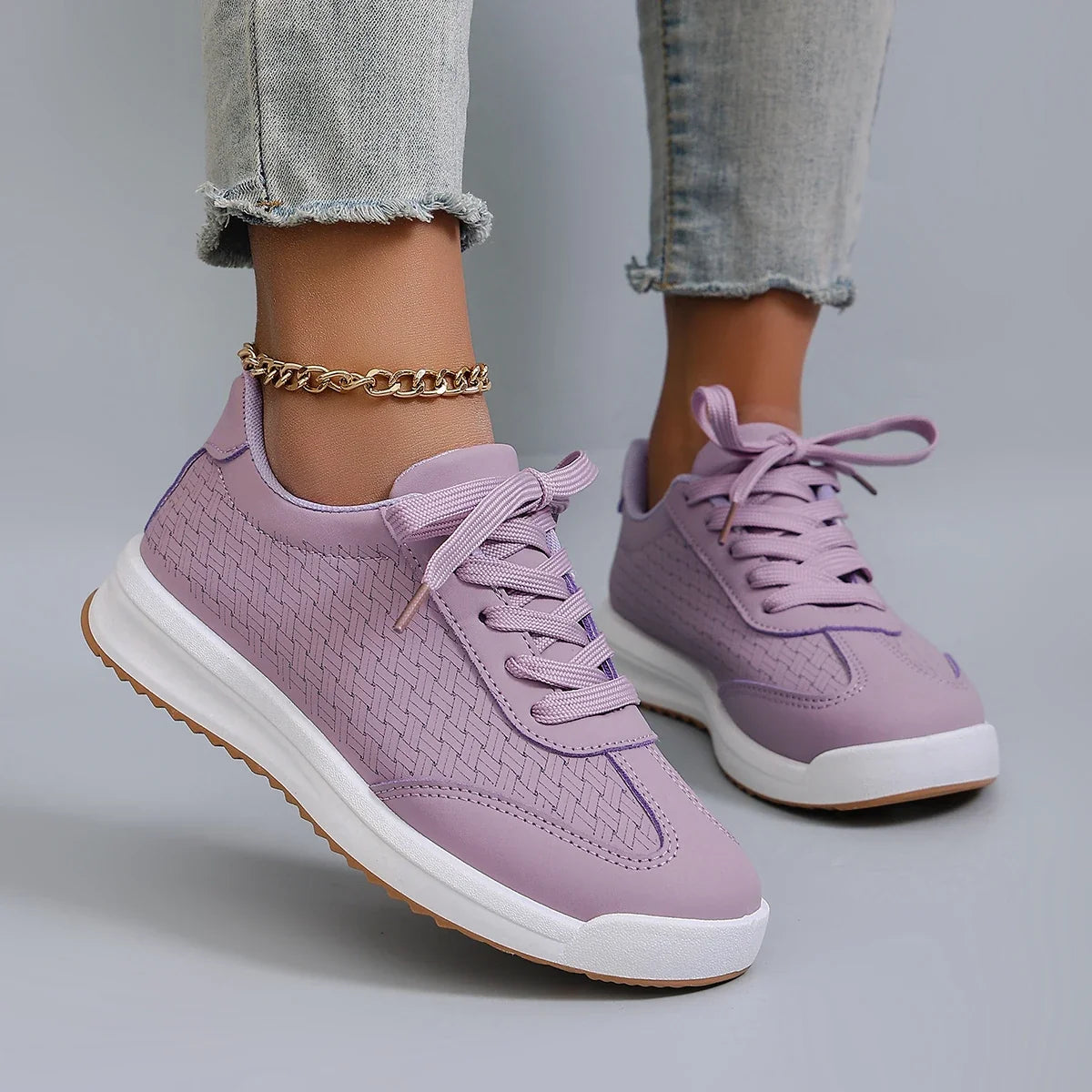 Spring new women's sports shoes, fashionable, breathable, lightweight, non-slip, wear-resistant, casual sports shoes, flat shoes