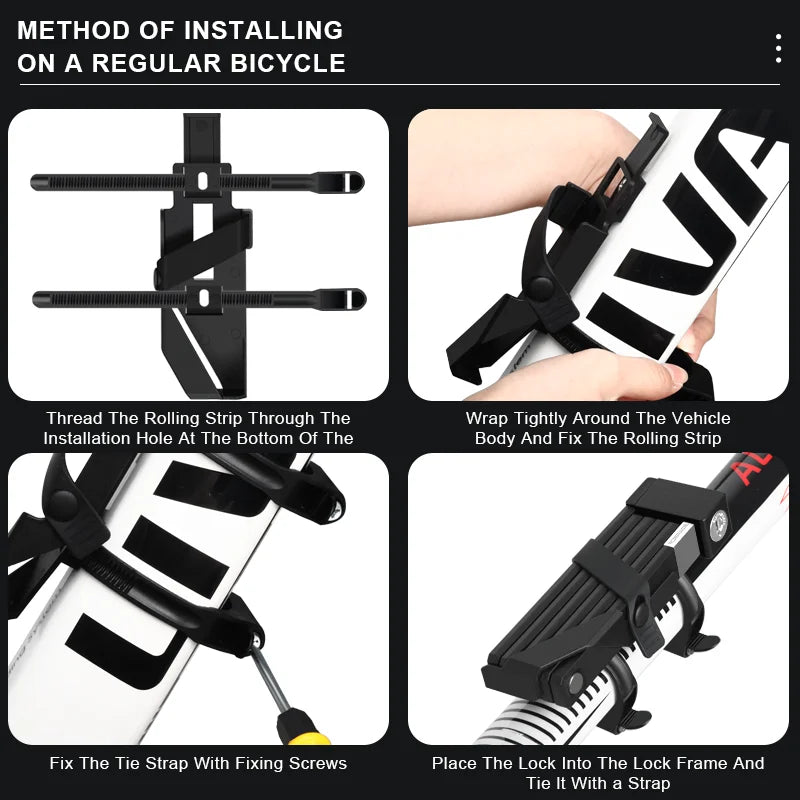 RIDERACE Foldable Bicycle Lock Portable High Security Anti-Theft MTB Bike Scooter Electric E-Bike Road Cycling Chain Locks