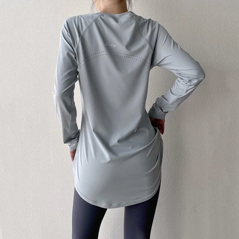 Long Sleeve Yoga Shirts for Women Breathable Stretchy Workout Tops