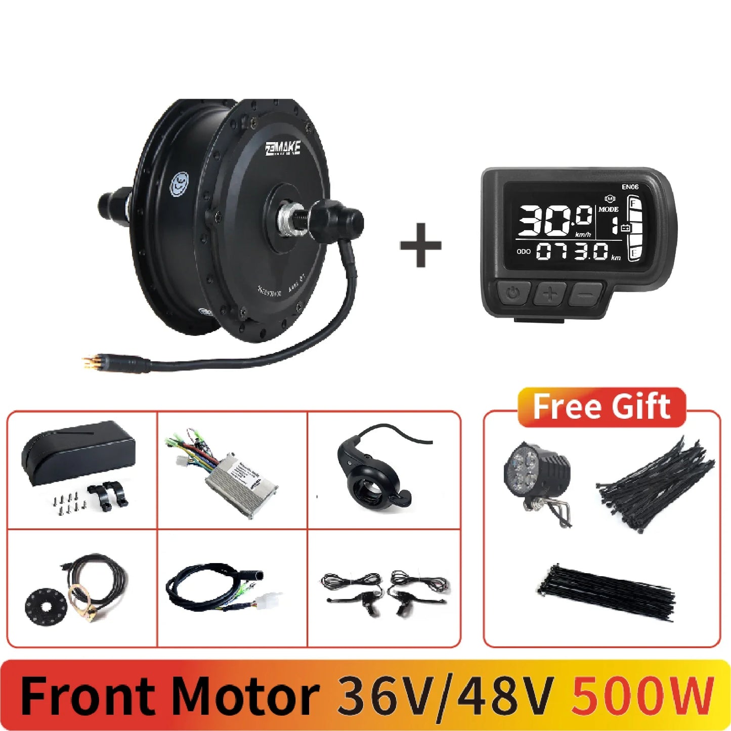 Ebike Motor Kit High Speed Brushless Gear Hub 36V 48V 350W 500W Electric Bike Conversion Front Cassette Rear display P6 ZEMAKE