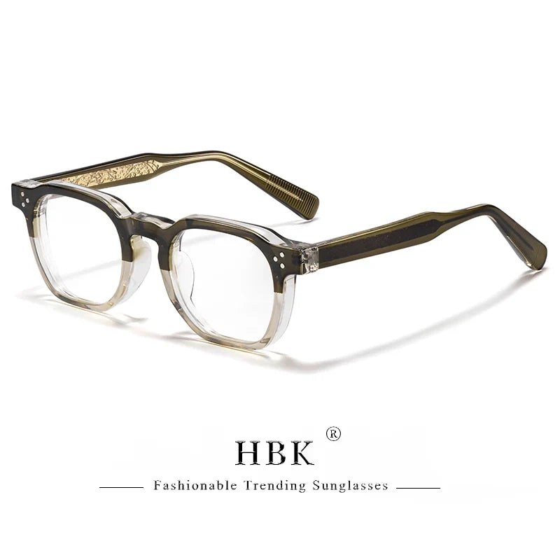 HBK Retro Square Glasses Frames Men Flat Lenses Anti Blue Light TR90 Eyeglass Frames High-Quality Reading Eyeglasses for Women