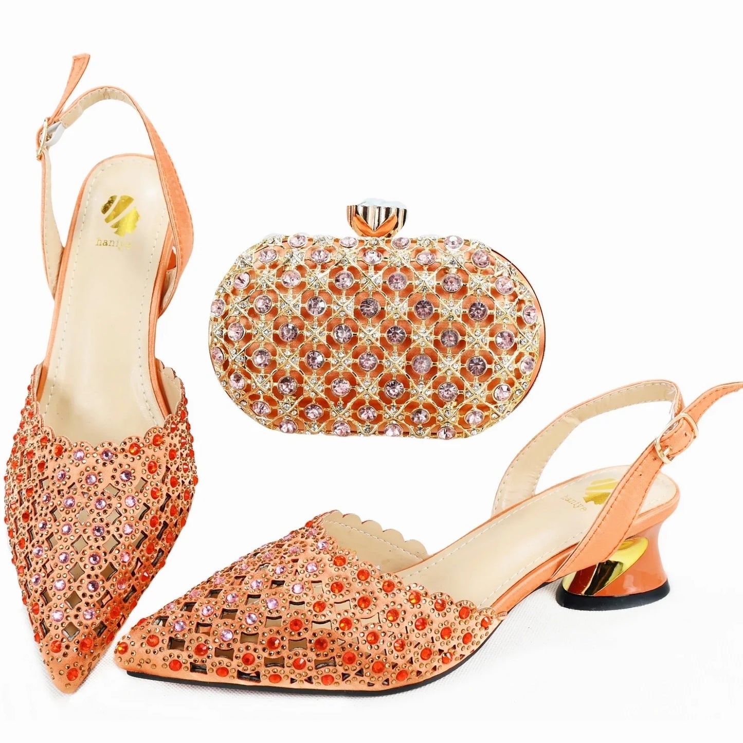 Doershow High Quality African Style Ladies Shoes And Bags Set Latest purple Italian Shoes And Bag Set For Party HAE1-7
