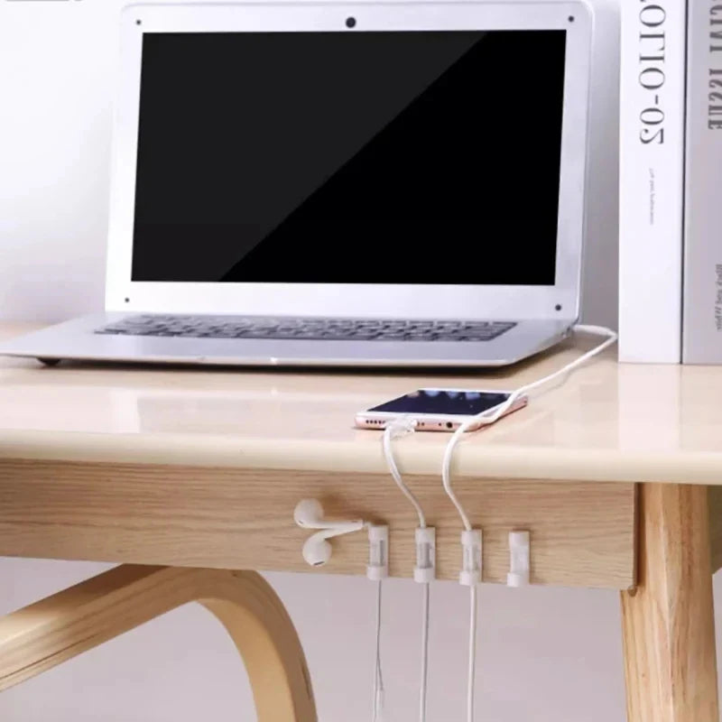 30pcs Clear Plastic Cable Clips Adhesive Cord Holders Transparent Wall & Desk Cable Management Wire Organizers