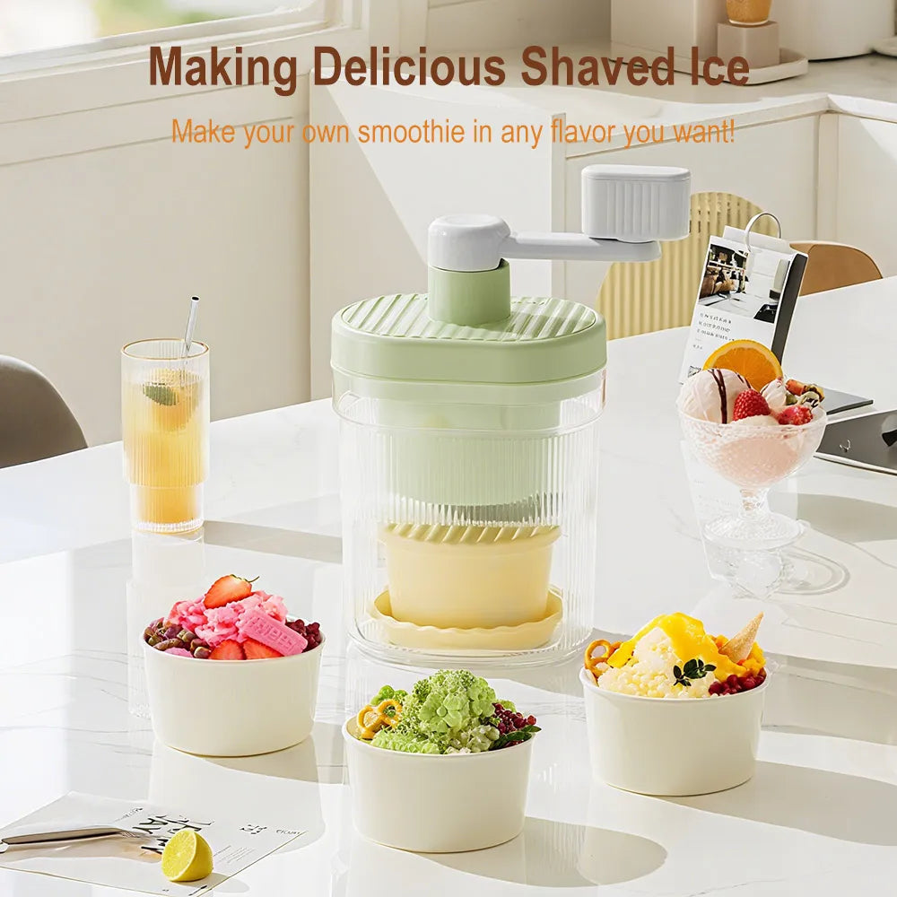 Shaved Ice Machine Small Manual Ice Crusher Home Hand-cranked Machine Making Smoothie Machine Practical Portable Ice Cream Tools