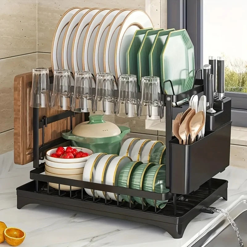 Kitchen bowl rack, drain rack,1pc Double-layer Tableware Drain Rack, Chopsticks Water Cup Cutting Board Kitchen Storage Rack, La