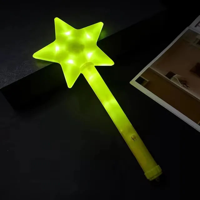 1pc LED Five Pointed Star Flashing Stick Light Up Flashing Wand Colorful Fluorescent Stick Princess Gift Party Birthday Supplies