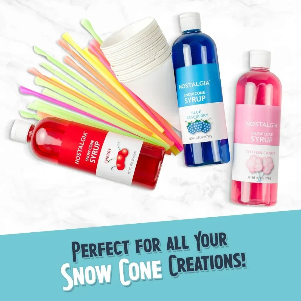 New Upgrade US Shipping Single Serve Retro Snow Cone Machine Countertop Shaved Ice Maker for Slushies Hawaiian Ice with Reusable