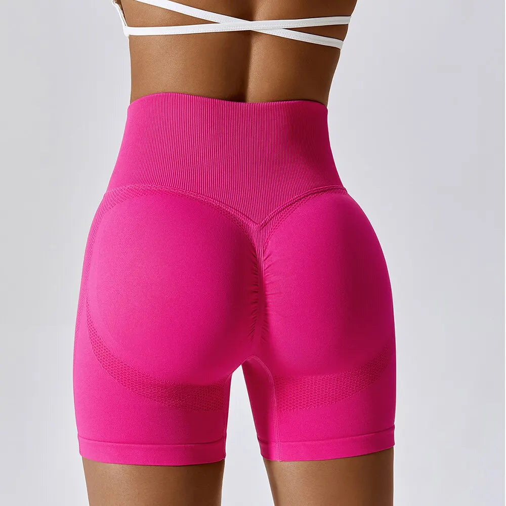 Pantalones cortos deportivos sin costuras FlexiFit de tiro alto para mujer
