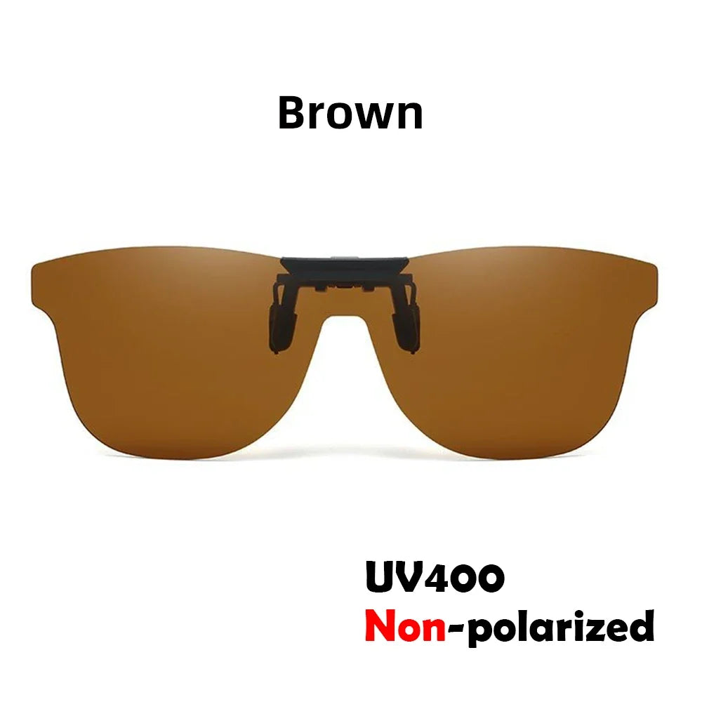 VIVIBEE Square Non Polarized Flip Up Clip On Sunglasses Dark Anti Glare Lens UV400 See Digital Screen Car Driving Sun Glasses