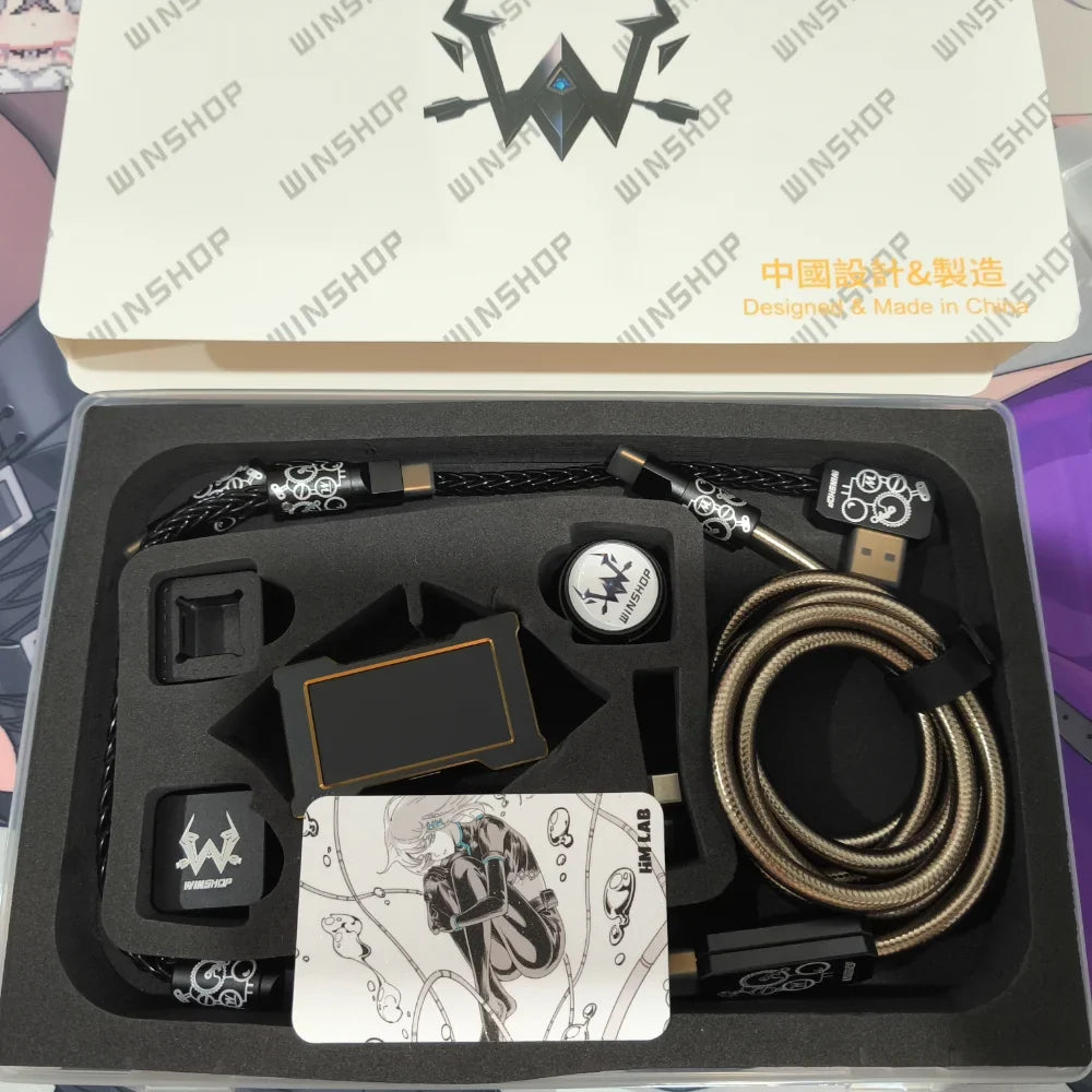 HM&WINS Co-Branded Set - Luminous Gold HUB + Aviation Cable, Trendy Desk Setup for Gaming-Specific Use hemu HMLAB Winshop