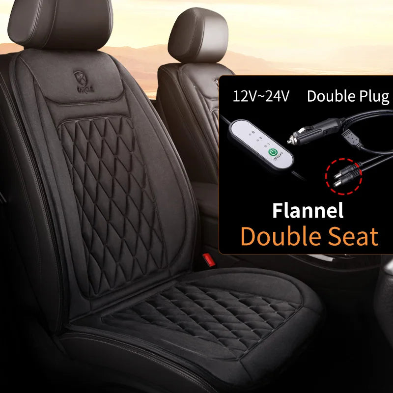 12-24V Heated Car Seat Cover – Fast Heating Flannel Seat Warmer Protector 25W
