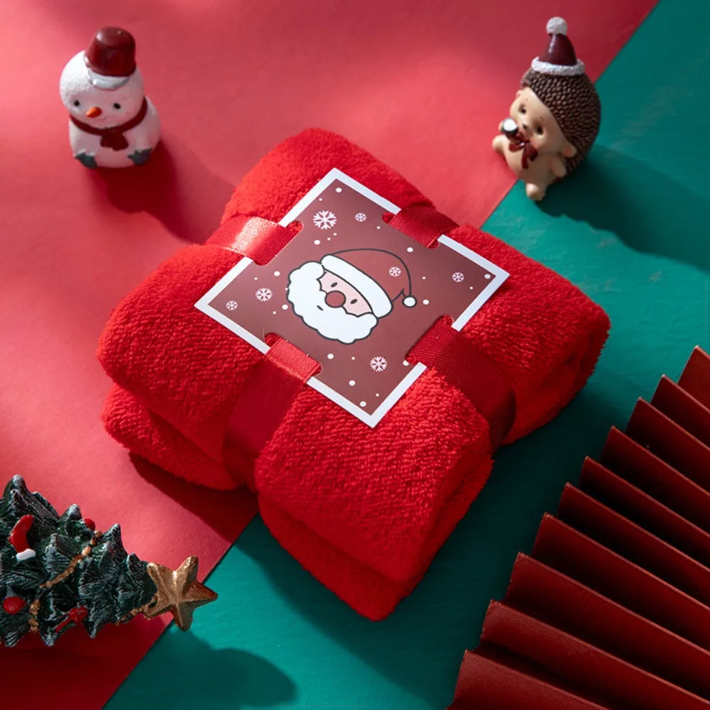 Coral Velvet Christmas Towel Reusable Absorb Water Face Towel Xmas Holiday Decorative Wash Cloth Christmas Gift Party Gift