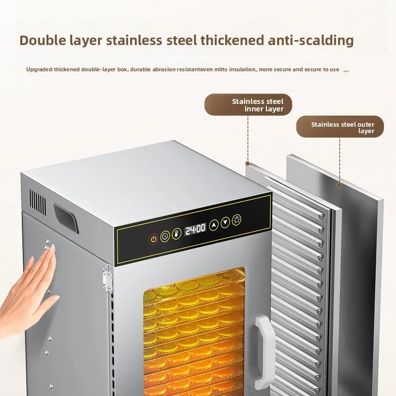 Premium 18 Layers Stainless Steel Food Dehydrator for Commercial Home Use Adjustable Efficient Drying for Fruits Meat Herbs