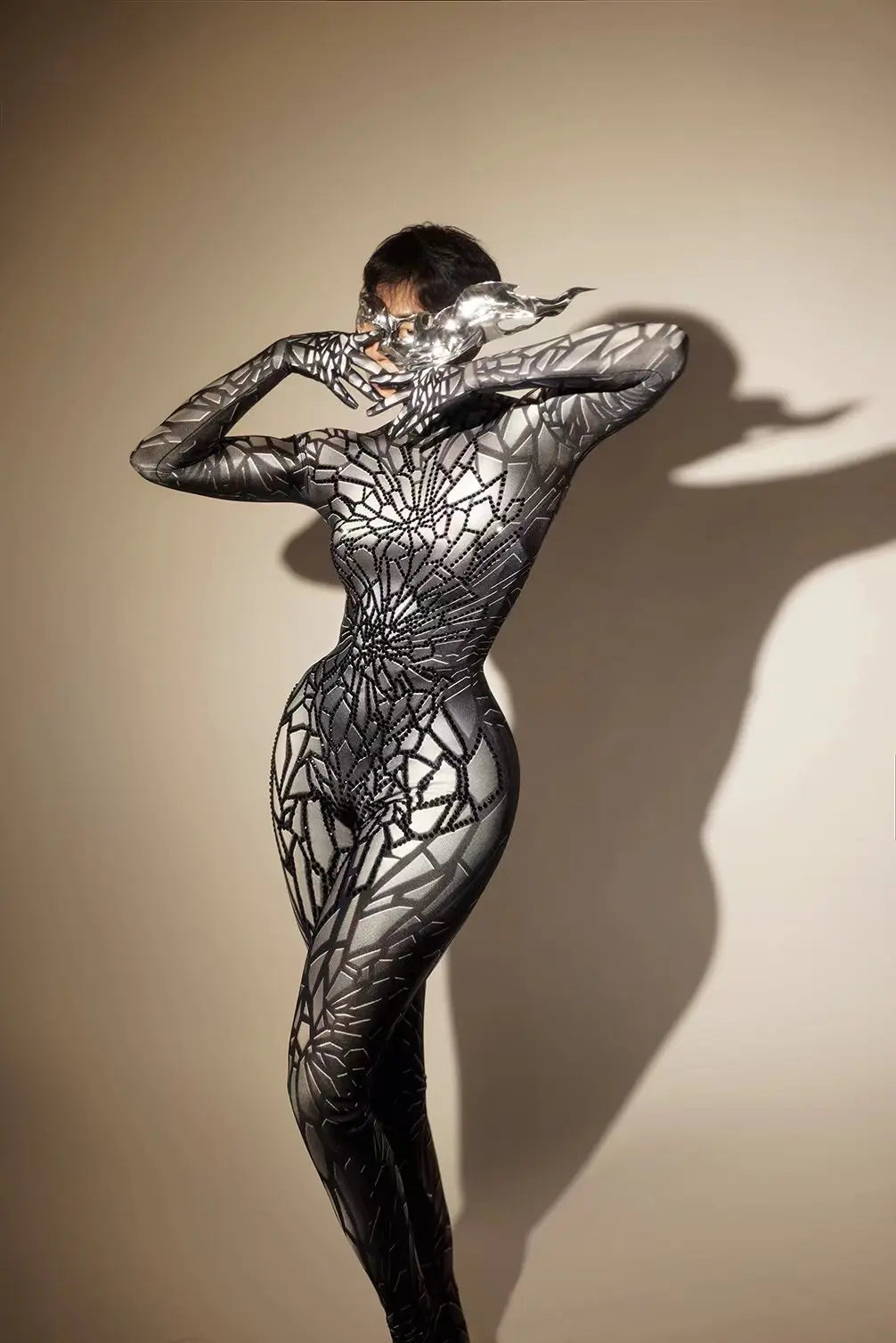 Sparkly Rhinestones Jumpsuit Women LongSleeve Nightclub Prom Party Outfit Singer DancerPerformance Dance Costume Stage Wear B171