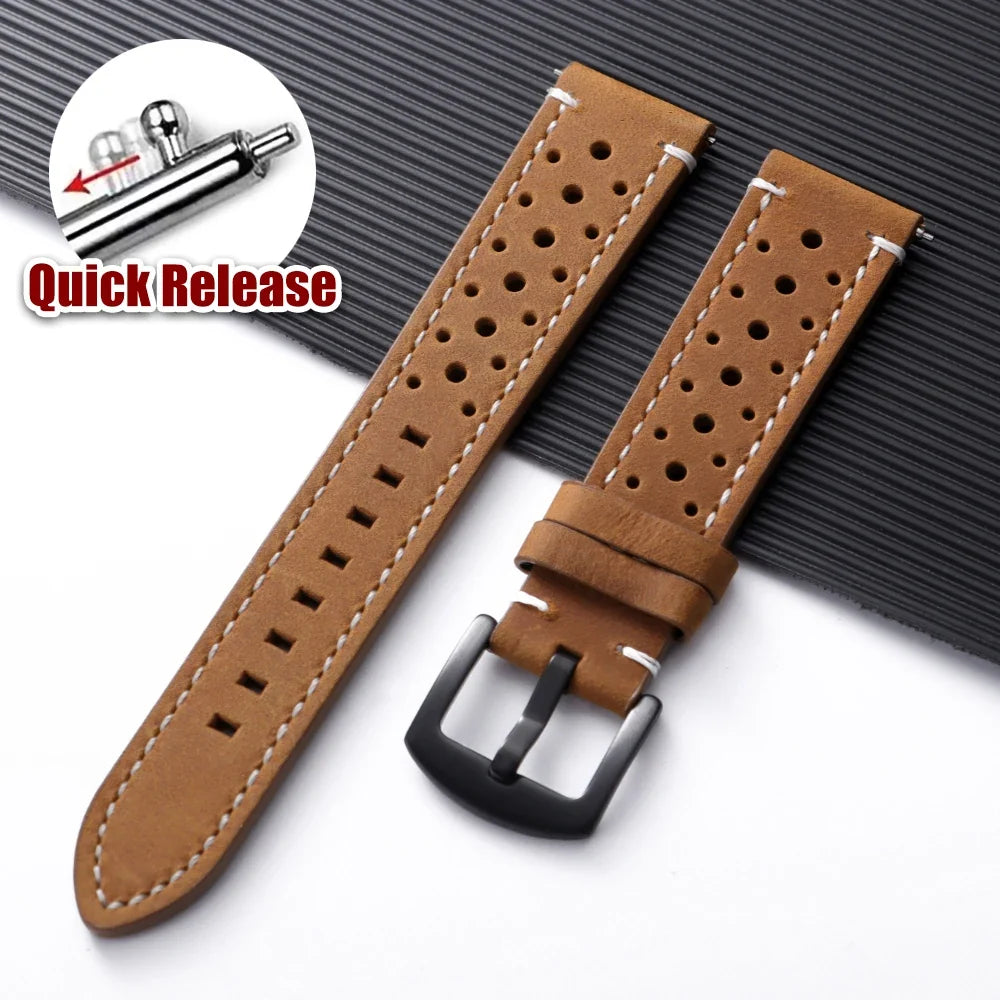 Garmin 18/20/22mm Quick Release Perforated Leather Rally Band