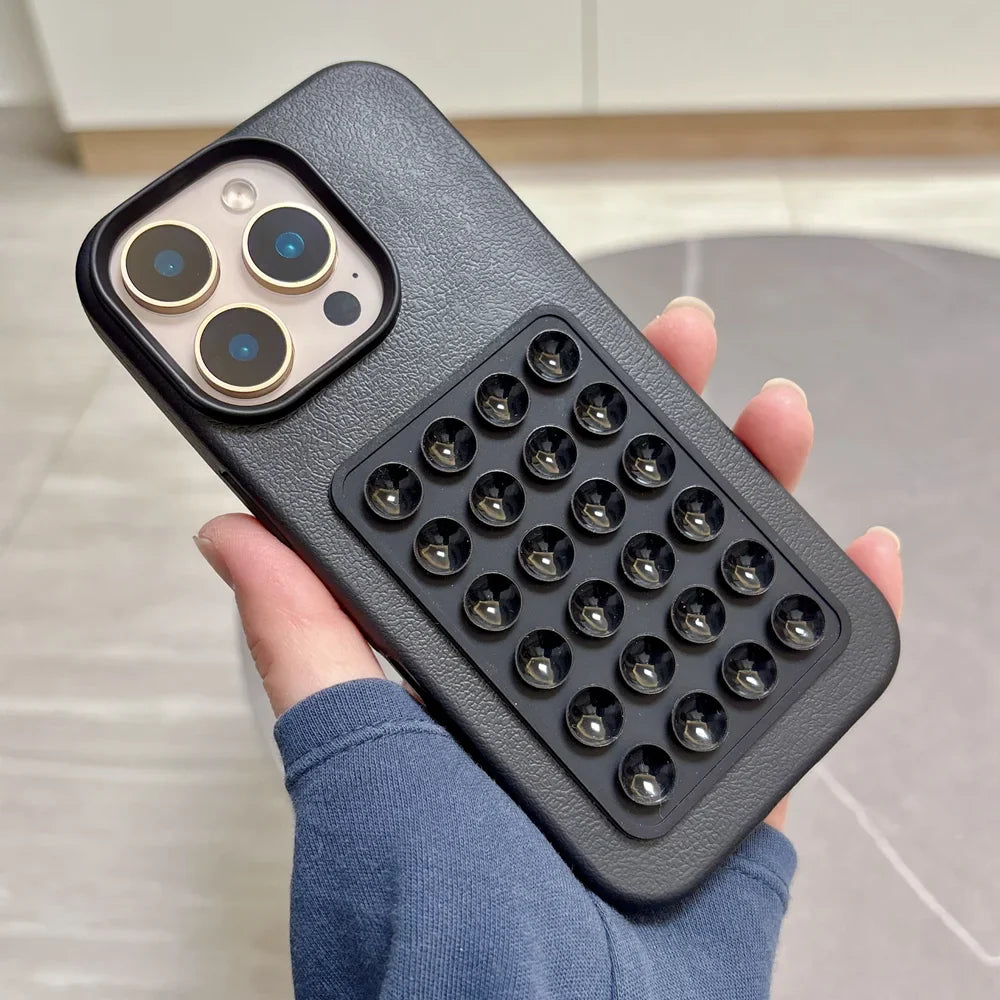 Luxury 3D Suction Cup Stand Litchi Pattern Phone Case