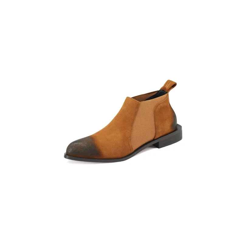 2025 New Ankle Boots Autumn/Winter Women Boots Pointed Toe Fashion Women Shoes Cow Suede Chelsea Boots Genuine Leather Shoes