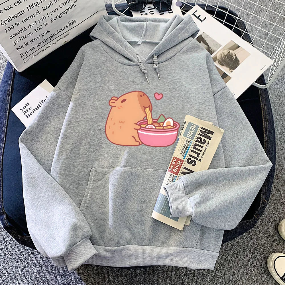 Sudadera con capucha de ramen y capibara kawaii