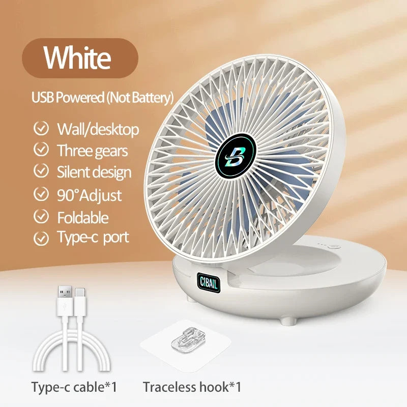 2024 the Most Popular 2IN1 Portable Fan Air Conditioner Wall Mounted Fan Rechargeable Folding Fan With 3 Gears for Home Office