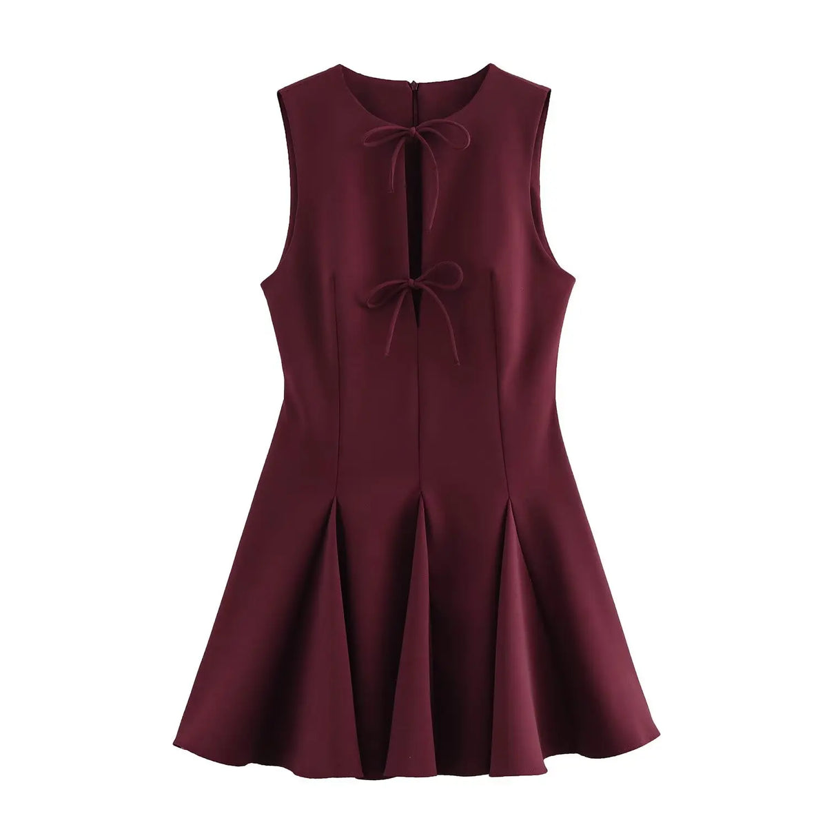 Foridol Bowknot Pleated Short Dress for Women O Neck Sleeveless Tank Mini Party Dresses Summer Spring 2025 New in Casual Vestido